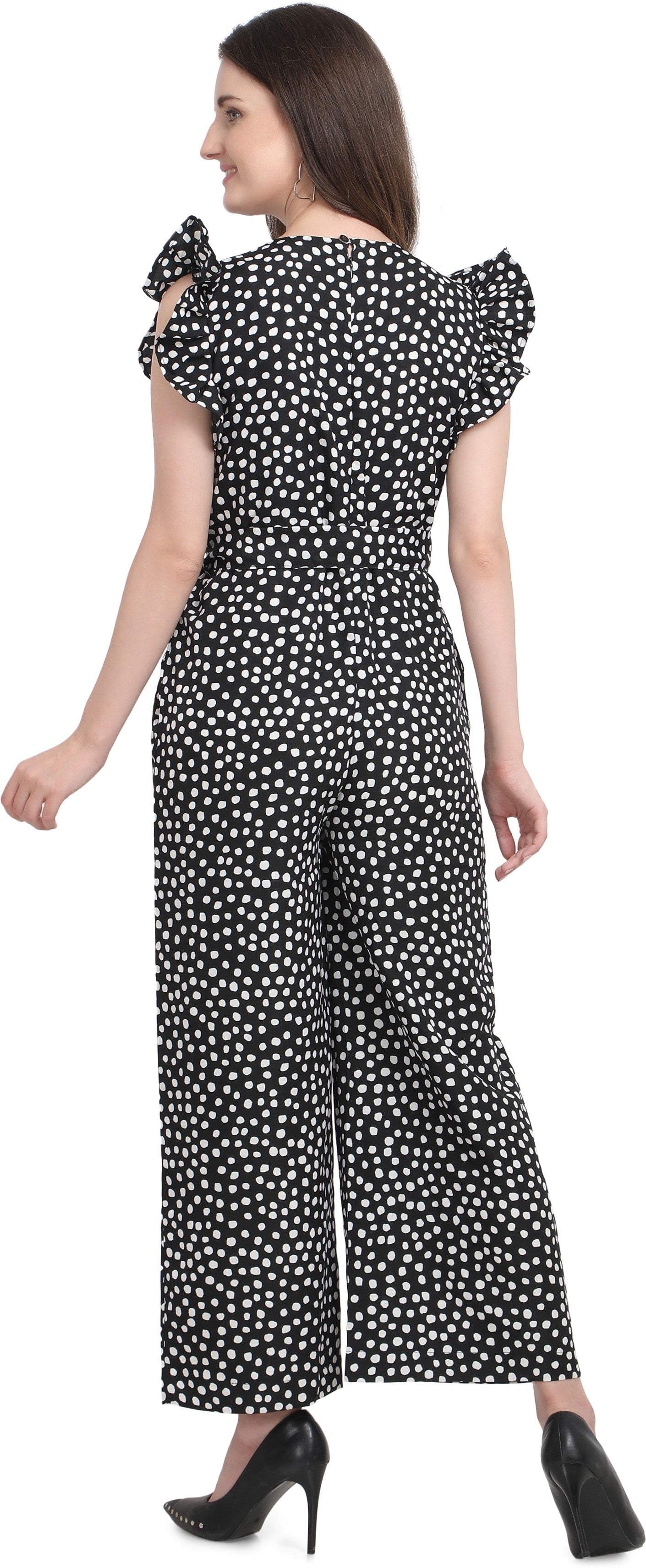 Women's Trendy Polka Print Crepe Jumpsuit Roposo Clout