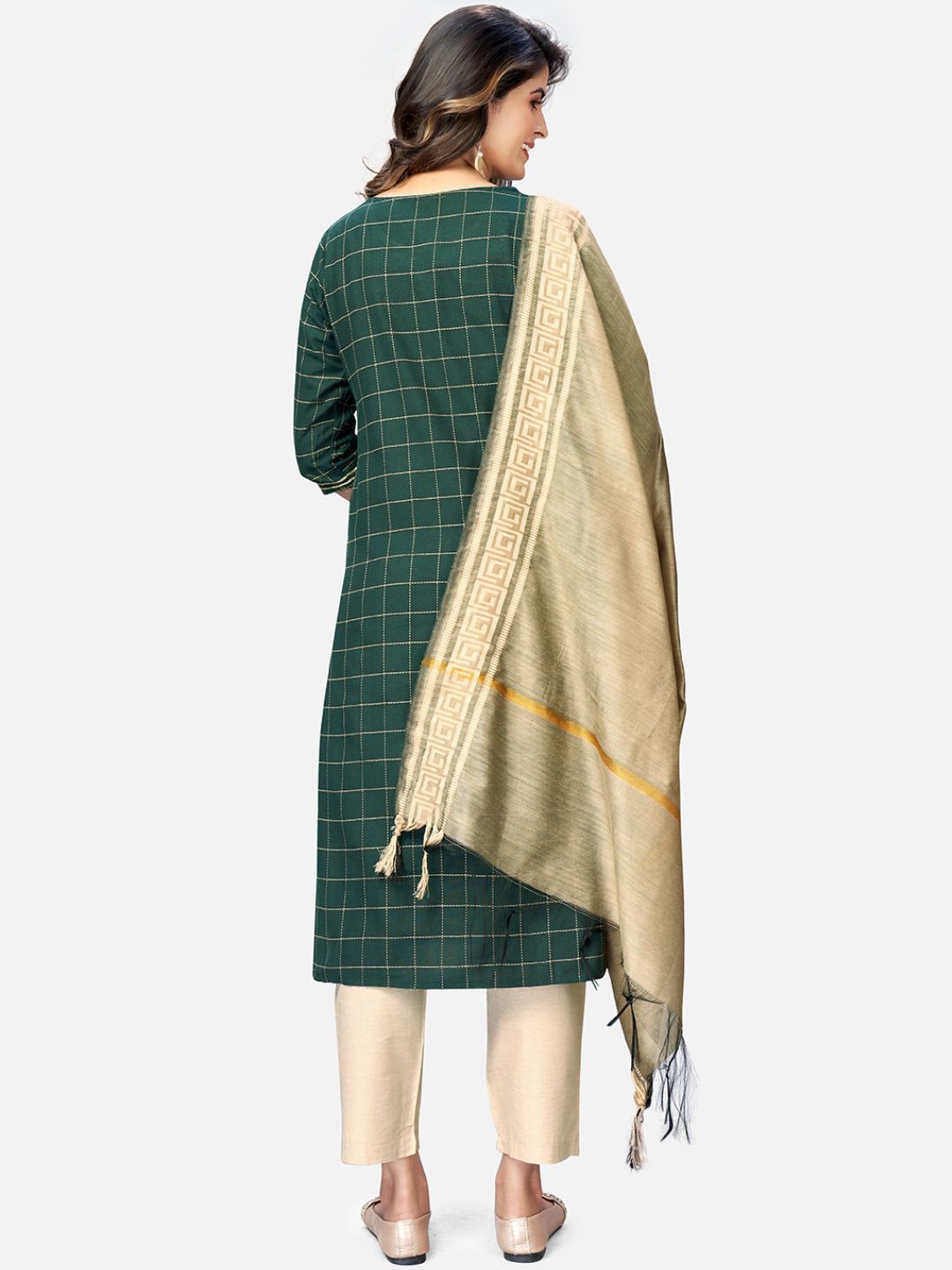 Stunning Cotton Embroidered Kurti Pant Dupatta Set Roposo Clout