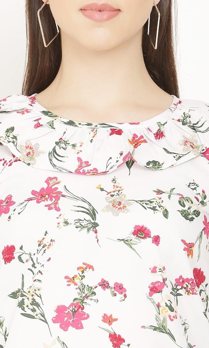 Women's Crepe Floral Print Cap Sleeves Top Roposo Clout
