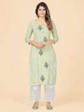 Vbuyz Women's Chikankari & Embroidered Straight Cotton Pista Stitched Kurta Roposo Clout