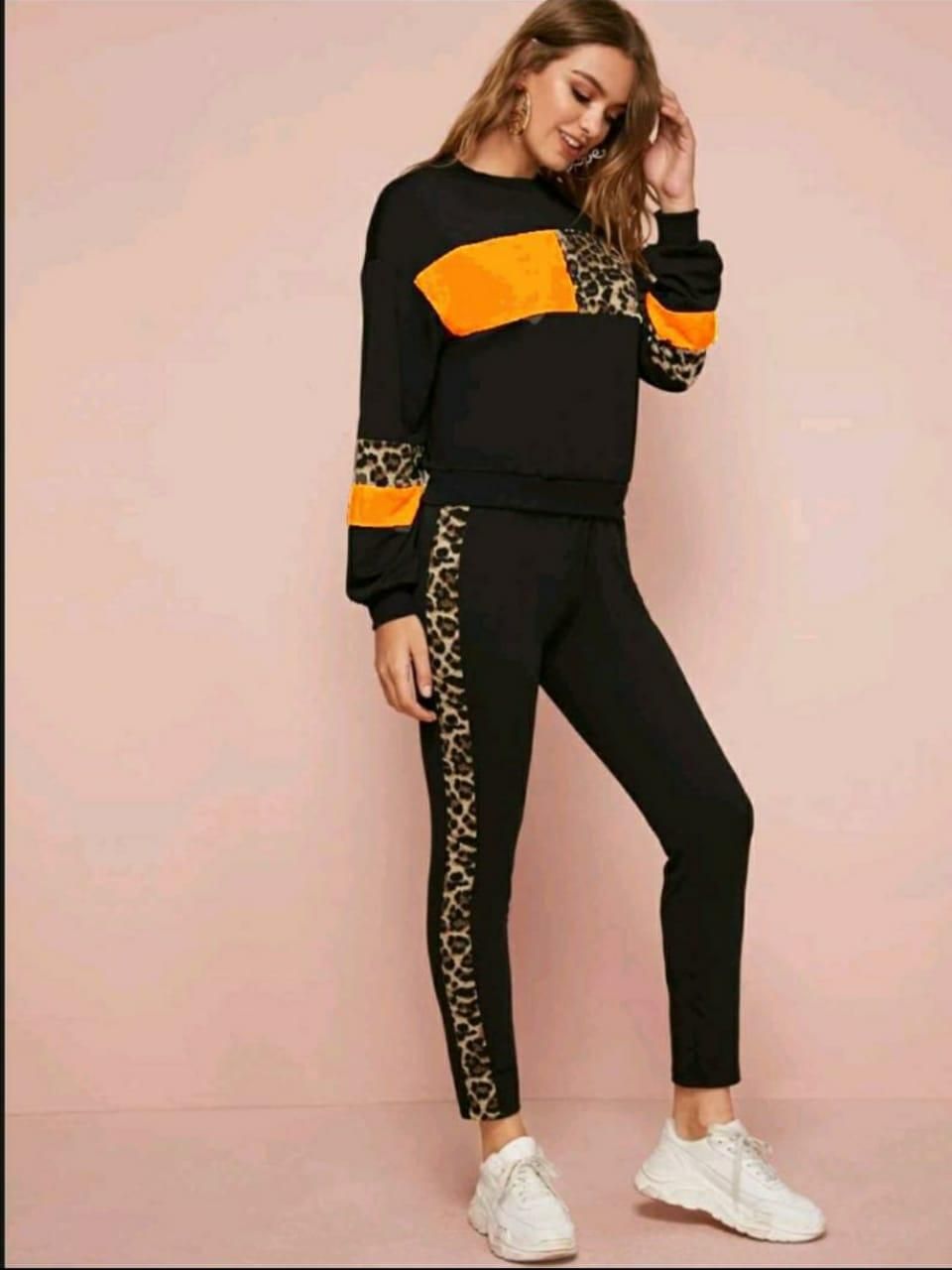 Women's Cotton Rib Stretchable Printed Tracksuit Roposo Clout
