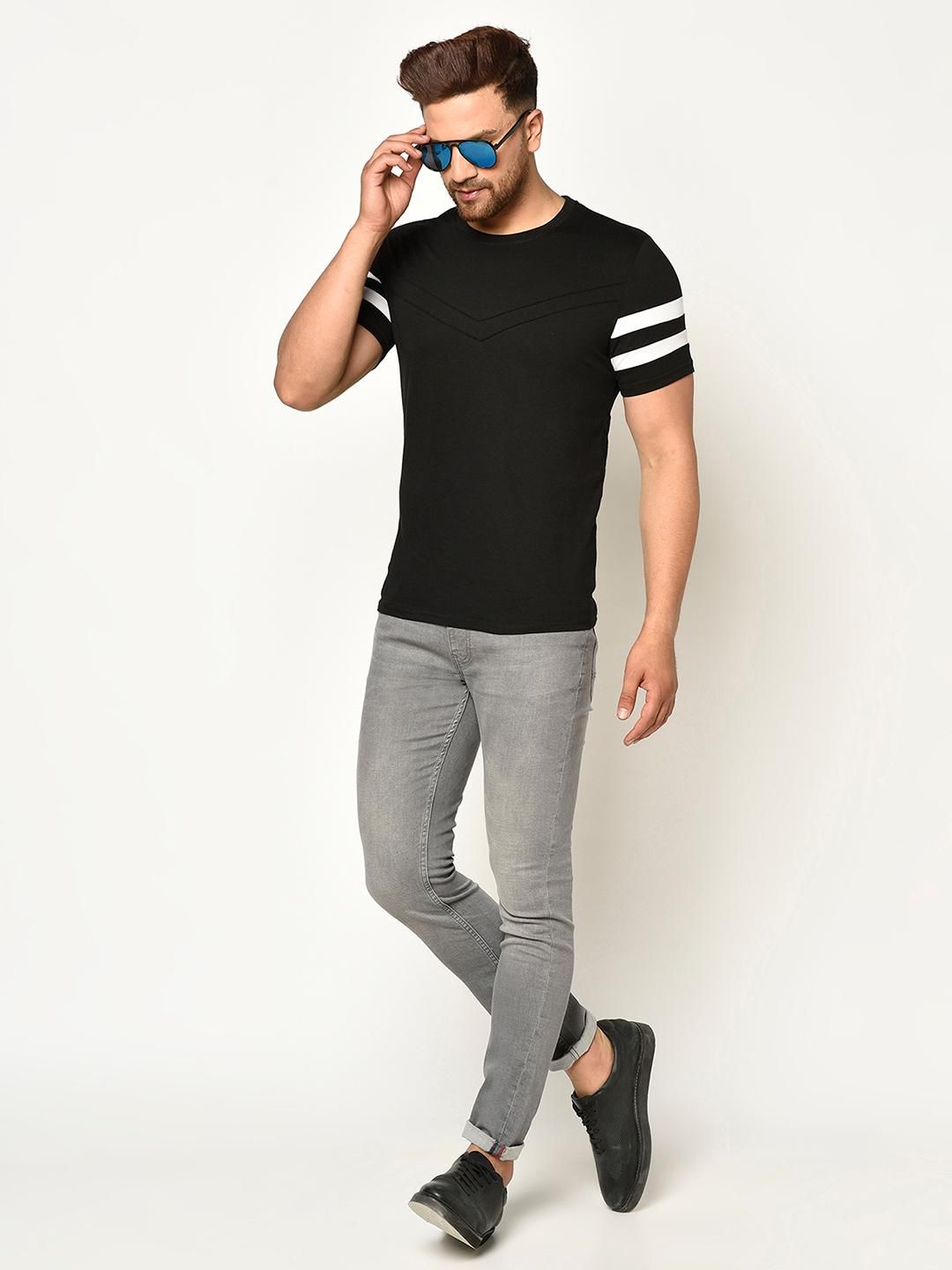Cotton Side Stripes Half Sleeves Mens Tshirts Roposo Clout