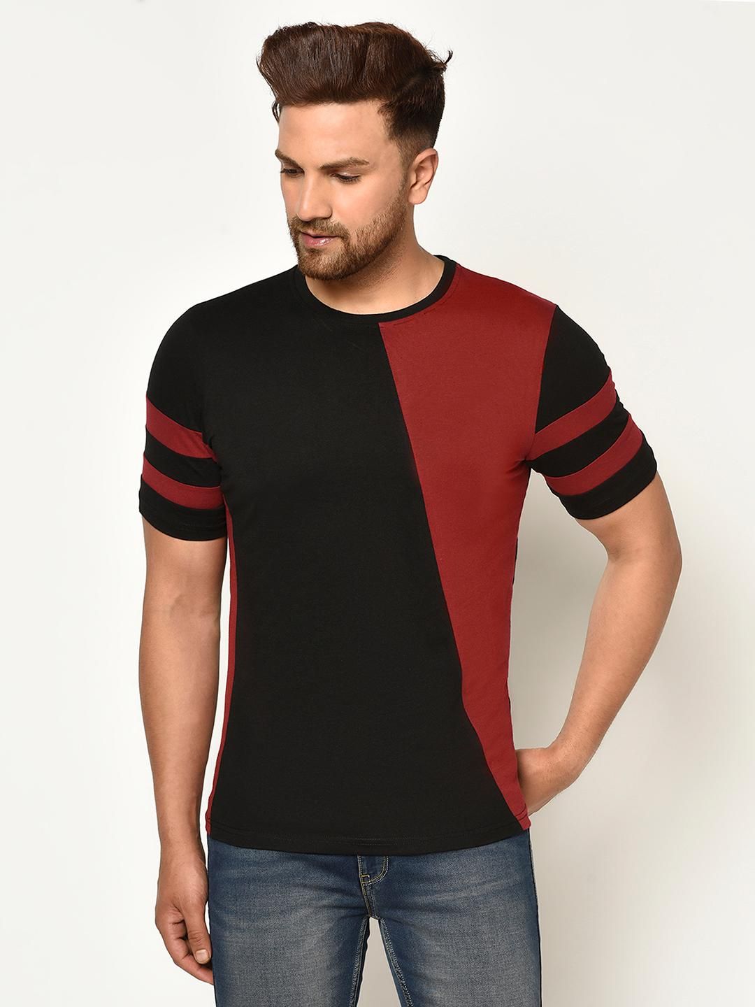 Cotton Color Block Half Sleeves Mens Tshirts Roposo Clout