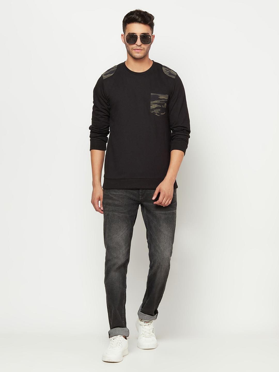 Fleece Solid Full Sleeves Mens Sweatshirts Roposo Clout