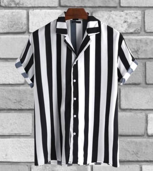 Cotton Stripes Half Sleeves Regular Fit Casual Shirt Roposo Clout