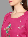 Buys Women's Pink Color Rayon Anarkali Kurta Roposo Clout