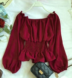 Women's Crepe Solid Drop Waist Off Shoulder Top Roposo Clout