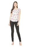 Women's Crepe Floral Print Cap Sleeves Top Roposo Clout