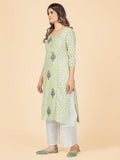 Vbuyz Women's Chikankari & Embroidered Straight Cotton Pista Stitched Kurta Roposo Clout