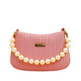 Taupe Pearl Strap Sling Bag - Elegant Shoulder Handbag for Women tubamart.shop