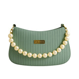 Taupe Pearl Strap Sling Bag - Elegant Shoulder Handbag for Women tubamart.shop