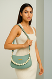 Taupe Pearl Strap Sling Bag - Elegant Shoulder Handbag for Women tubamart.shop