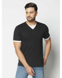 Solid Half Sleeves V-Neck T-shirts For Men's Roposo Clout