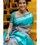 Elegant Jacquard Woven Litchi Silk Saree Roposo Clout