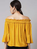 Women's Crepe Solid Off Shoulder Top Roposo Clout