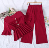 Women's Stylish Retro Top & Bottom Set Roposo Clout