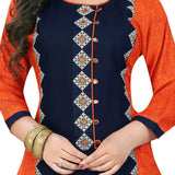 Buys Women's Orange, Blue Color Rayon Straight Kurta Roposo Clout