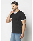 Solid Half Sleeves V-Neck T-shirts For Men's Roposo Clout