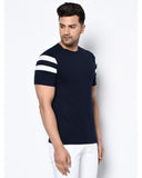 Striped Print Half Sleeves Round Neck T-shirts For Men's Roposo Clout