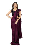 Delicate Solid Ruffle Border Lycra Sarees Roposo Clout