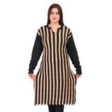 Women's Woolen Stripe Full Sleeves Kurti Roposo Clout