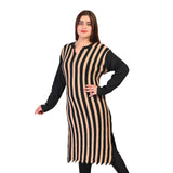 Women's Woolen Stripe Full Sleeves Kurti Roposo Clout