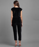 Women's Velvet Solid Jumpsuit Roposo Clout
