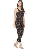 Women's Crepe Floral Print Shoulder Strap Straight Jumpsuit Roposo Clout