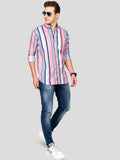 Paul Street Lycra Blend Stripes Full Sleeves Slim Fit Mens Casual Shirt Roposo Clout